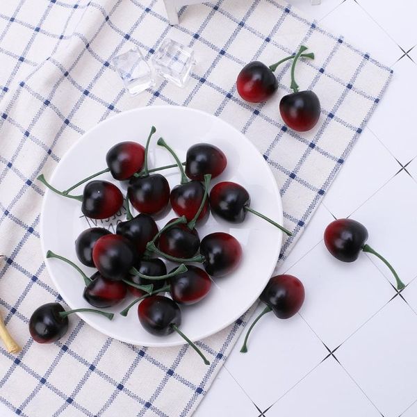 

party decoration 20pcs lifelike artificial cherry plastic fake fruit disply home