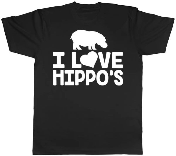 

i love hippo's mens womens t-shirt, White;black