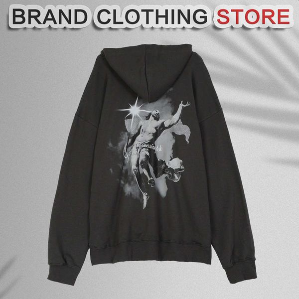 

hoodie designer's same pullover kanyeins foam letter print large size loose men's and women's hooded sweater fashion, Black
