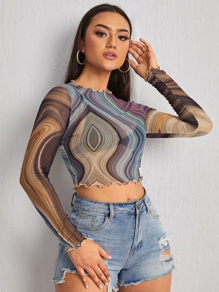 

marble print lettuce trim mesh a5tz#, White