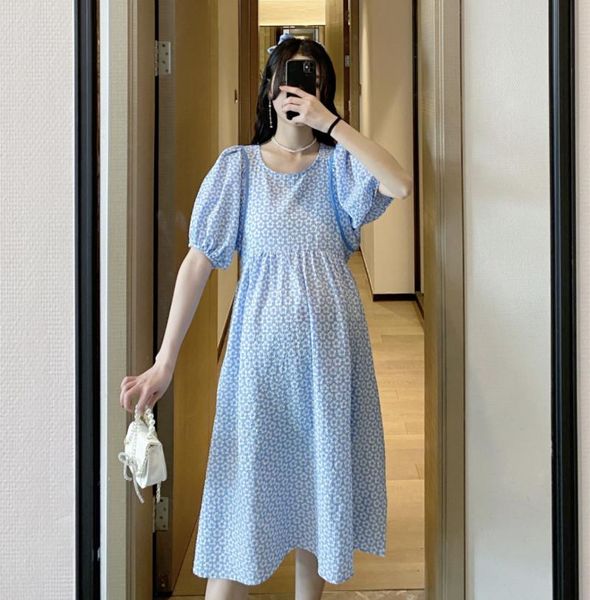 

maternity dresses 13161# dress summer o neck short sleeves korean style loose a line pregnant women plus size mom, White