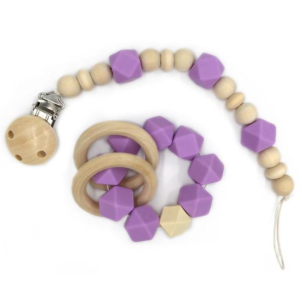 

pacifier holders&clips# baby food grade silicone/wooden tooth toy bead chain born bracelet colorful safe child care