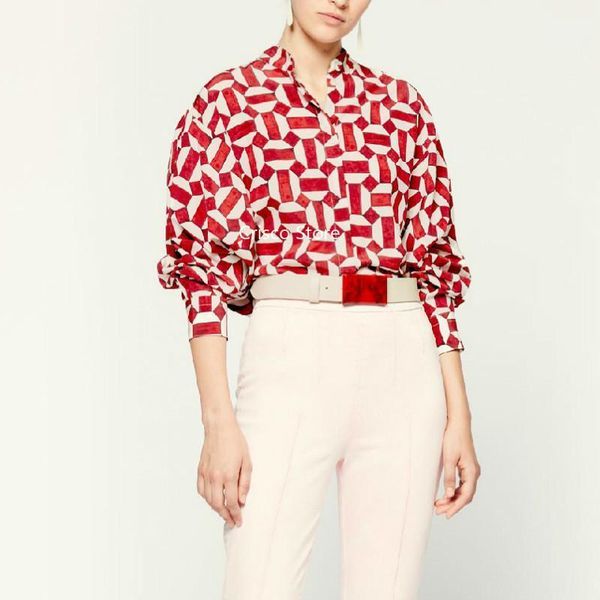 

silk blouse 2021 spring and autumn fashion long sleeve printed shirt women's blouses & shirts1, White