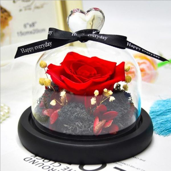 

decorative flowers & wreaths handmade forever flower real glass cover bottle with light romantic red rose valentine's day gift birthday