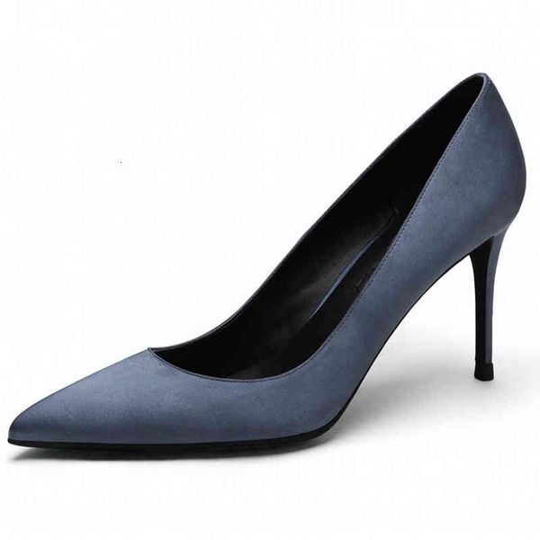 

sandals european blue women's shoes spring silk pointed toe shallow mouth stiletto heels single women pumps n0020 1o03, Black