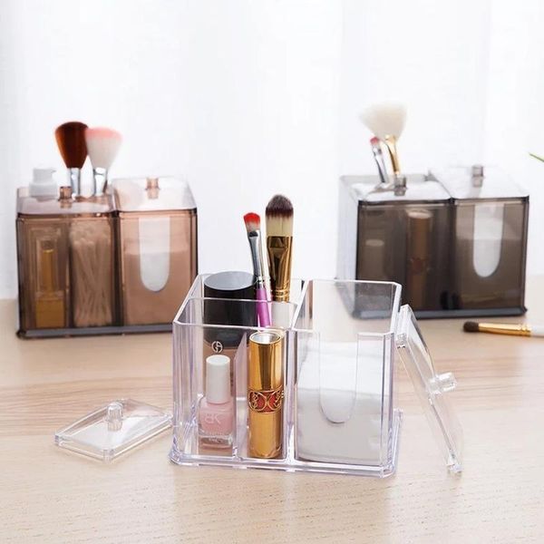 

storage boxes & bins plastic makeup organzier for beauty brush cotton box with lid cosmetic swab container lipstick/nail polish case