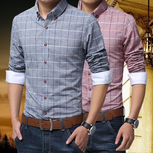 

men's casual shirts mens spring men cotton linen mens slim fit plaid long sleeve camisas mc127 l1m1, White;black