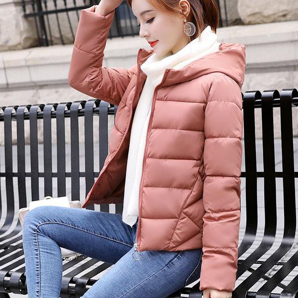 

women's trench coats casual fashion woman short winter and jackets solid slim thick parka feminina full sleeve cotton hooded, Tan;black
