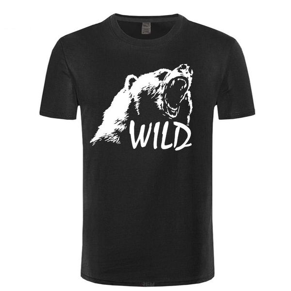 

men's t-shirts 100% cotton bear printed men t shirt casual short sleeves t-shirt o-neck summer tshirt tee, White;black