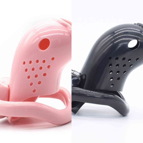 NXY Cockring Gabbia di plastica Dispositivi di castità maschile per uomo Anello per pene stomi rosa con anello di 4 dimensioni a forma di testa di pesce Blocco giocattolo del sesso 1123