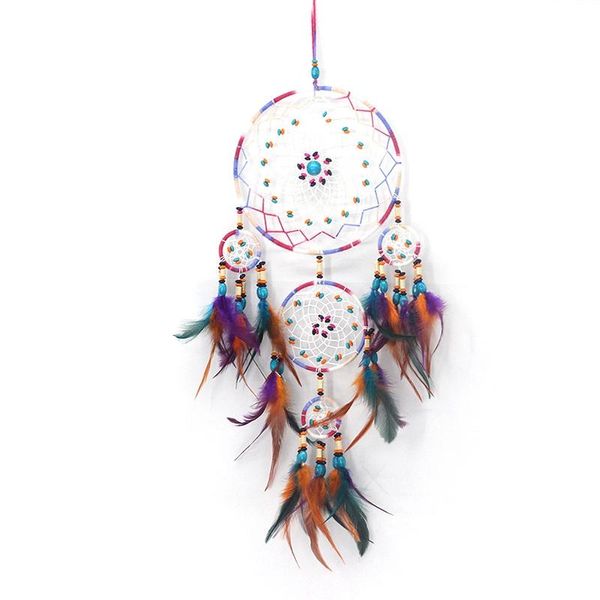 

decorative objects & figurines 5-ring dream catcher pendant pure handcrafted wind chime creative gift home wall decoration