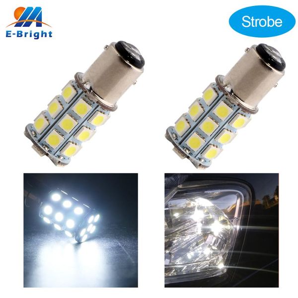 

emergency lights 2-pack 1157 1142 1196 strobe function bulbs 2057 2357 3496 flash light 2 modes 12v 27smd p21/5w bay15d led car white