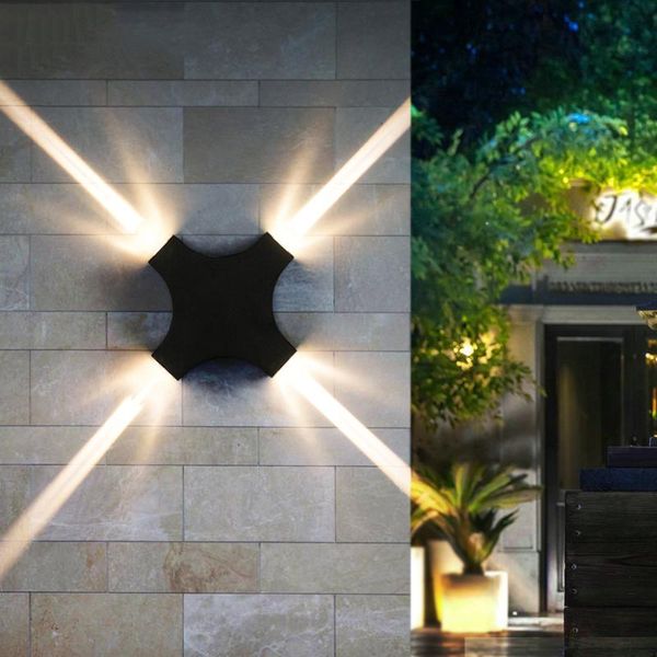 

thrisdar 12w modern cross star led wall lamp narrow beam outdoor waterproof porch light villa exterior lamps