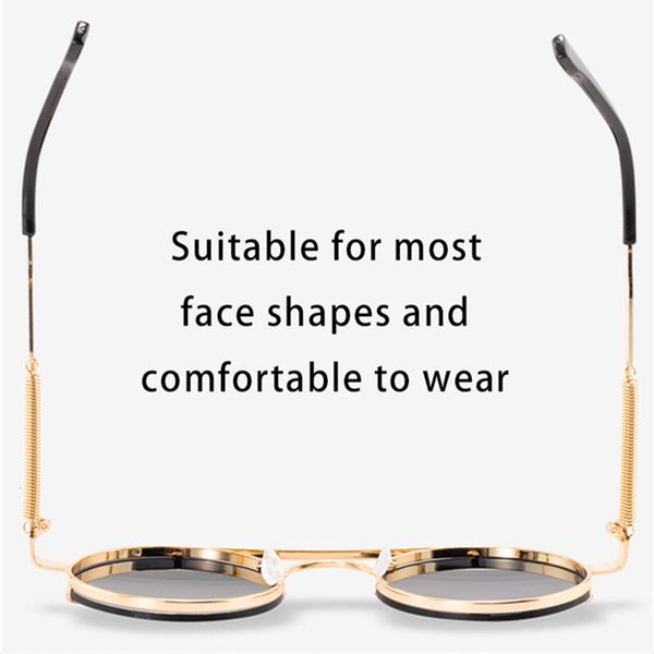 

2021 summer vintage steampunk style men's sunglasses retro round metal frame glasses women spring designer uv400 decorative eyewear a52, White;black