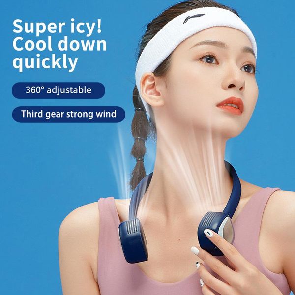 

electric fans zaiwan hanging neck fan portable cooling usb leafless 360 degree neckband 78 surround air outlets 2000mah rechargeable