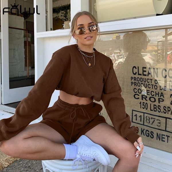 

women's tracksuits fqlwl streetwear pink 2 two piece sets tracksuit women outfit fall long sleeve loose pocket short suits casual matc, Gray