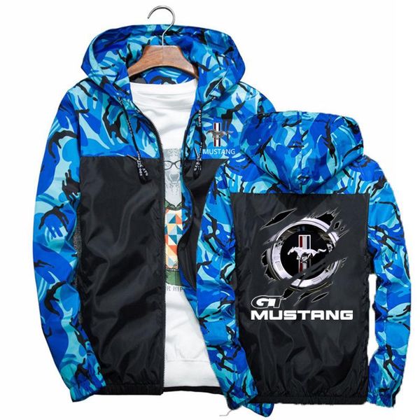 

men's hoodies & sweatshirts 2021 autumn creative design mustang windbreaker jacket sport splicing male clothing coats casual camouflage, Black