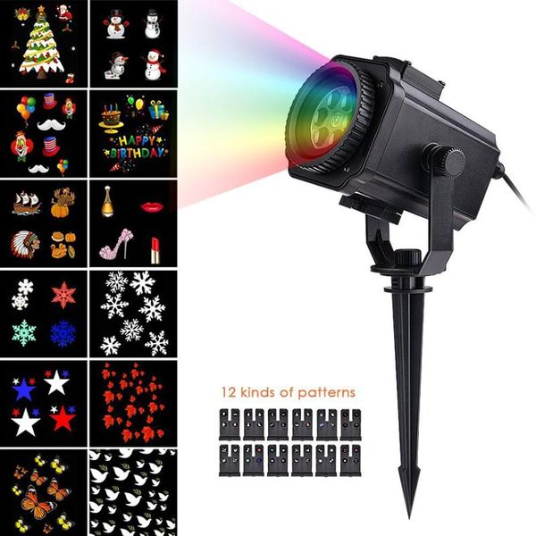 

effects outdoor 12 patterns christmas laser projector stage spotlight snowflake landscape garden lawn light party dj disco lights