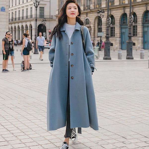 

women's wool & blends 2021 autumn vintage female coats trench women jackets winter cape coat outwear mulheres cloak capes tunic, Black