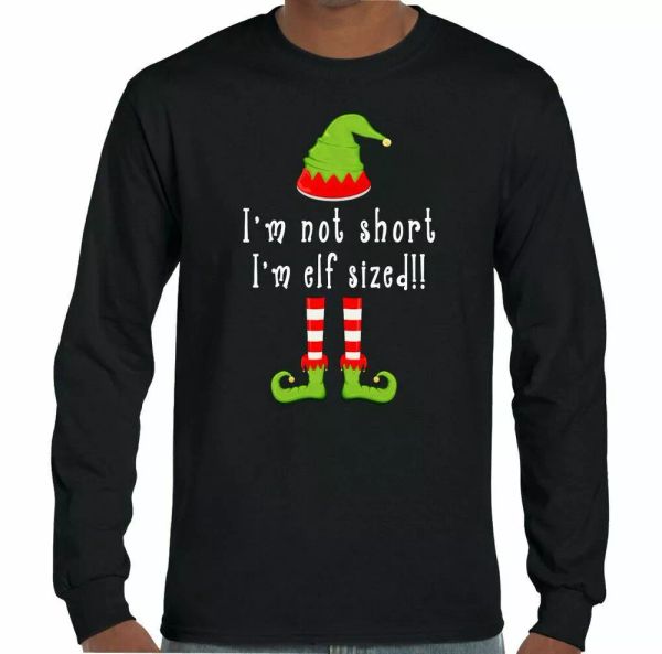 

i am not short i m elf t-shirt size christmas man fun secret santa, White;black