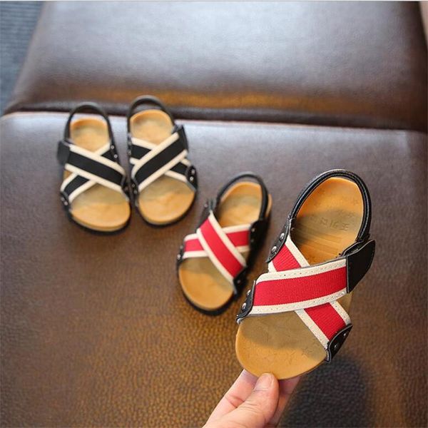 

sandals summer children's boys and girls fashion casual beach shoes non slip soft sole baby walking, Black;red