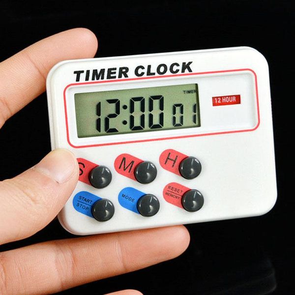Timer Magnetischer LCD-Digital-Küchen-Countdown 24-Stunden-Timer mit Ständer Weiß Praktische Studie Dusche Kochen Ei Schreibtisch Wecker
