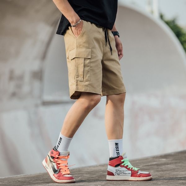 

summer versatile middle pants, tooling shorts, men's loose capris, korean casual pants fashion brand, White;black