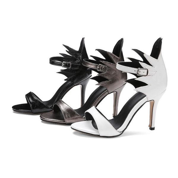 

25-61 plus size women sandals fashion thin heel dress shoes, Black
