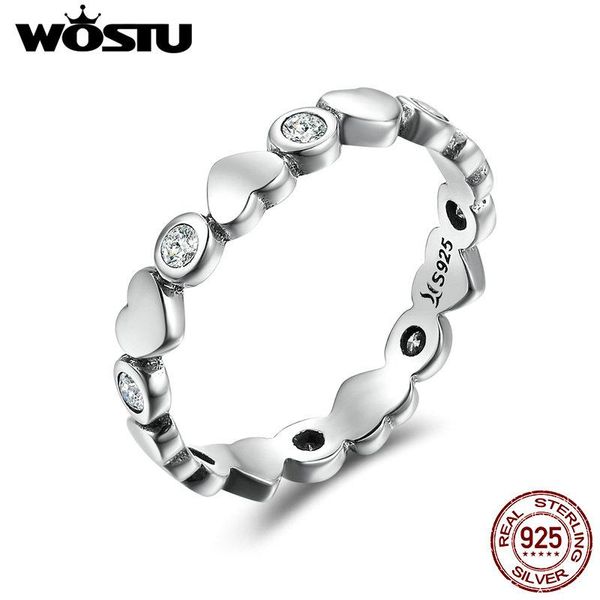 

wedding rings wostu brand 925 sterling silver my heart is bright stackable for women fashion s925 jewelry gift fir164, Slivery;golden