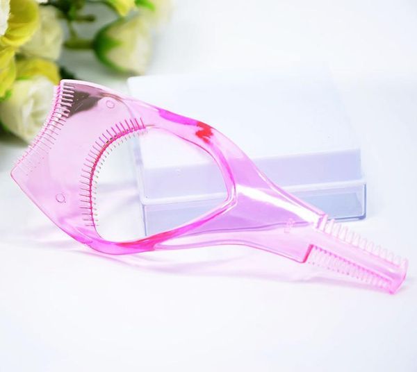 

portable women/girl 3 in1 eyelash guide make up eye mascara crystal comb plastic applicator card mini tools color random1