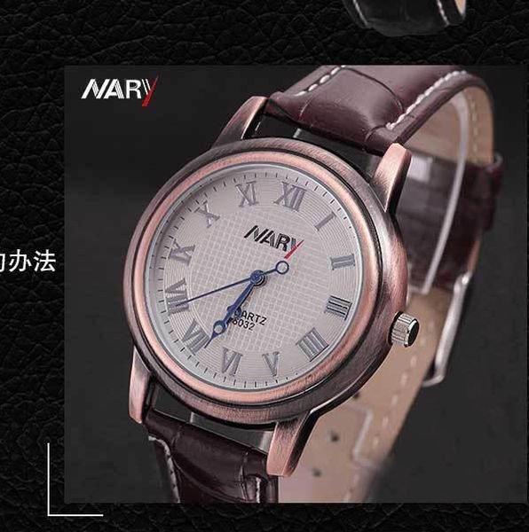 

new style fashion men and women simple trend belt couple quartz watch, Slivery;brown