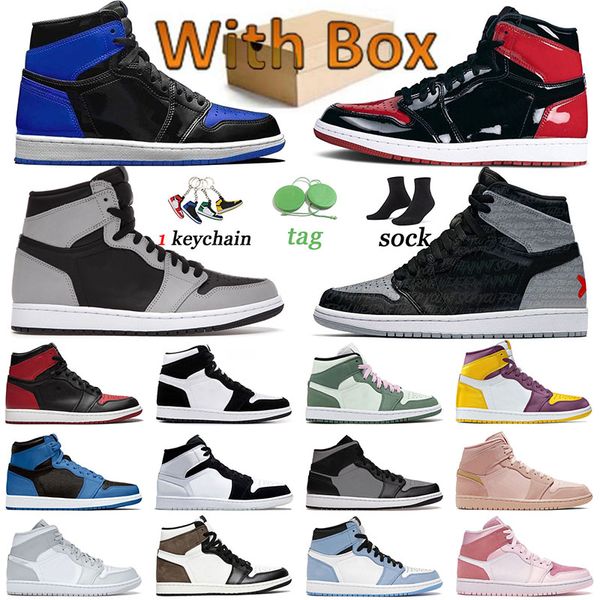 

big size us 12 jumpman basketball shoes 1 bred patent royal blue trainers brotherhood rebellionaire grey camo shadow unc banned diamond shor, White;red