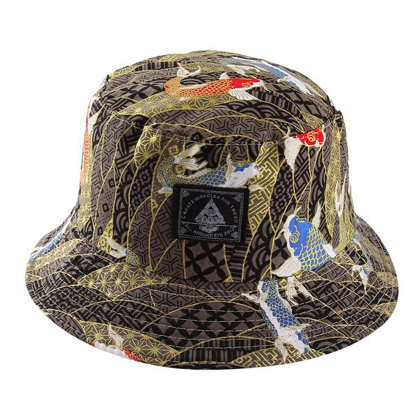 

casual ladies caps style gold carp bronzing yarn dyed hat reversible fisherman hats men and women fashion embroidery letters street bucket, Blue;gray