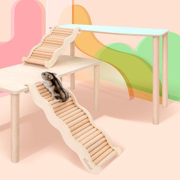 

small animal supplies 2021 wooden hamster climbing stairs ladder animals mouse rat golden bear cage toys playing