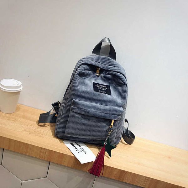 HBP Nicht-Marken-Doppel-Schulter-Streifen Flanell Korean Fashion Quasten Fünf-Sterne-College-Stil Vielseitiger Rucksack Frauenbag 2 Sport.00