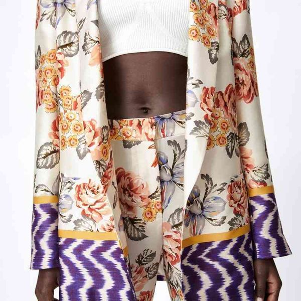 

za2021ra same versatile women's summer new print casual suit jacket 07913486330, White;black