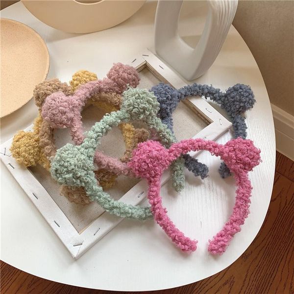 

hair accessories fashion girls cute bear ears plush simple hairbands kids lovely ornament headband hoops children, Slivery;white