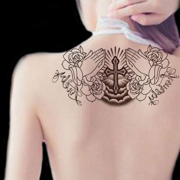 

tattoo sticker waterproof female lasting small fresh black flower hand bergamot