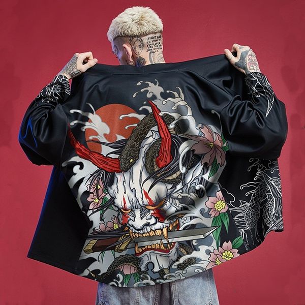 

kimono man japanese clothes yukata male samurai costume haori obi beach mens kimono cardigan japanese streetwear jacket 1001, Red