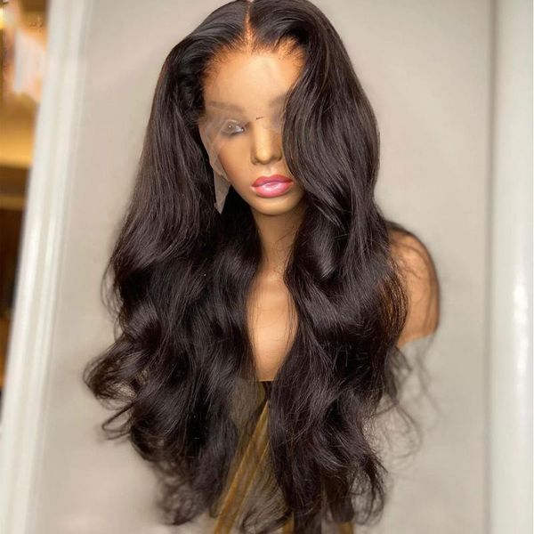 

inch soft 180% density black body wave perplucked human hair glueless 13x6 lace front wig with baby can dye straight wigs, Black;brown