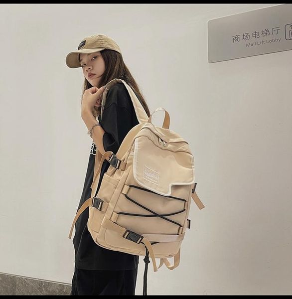 

backpack 3193 design school bag female college student class summer large capacity solid color travel
