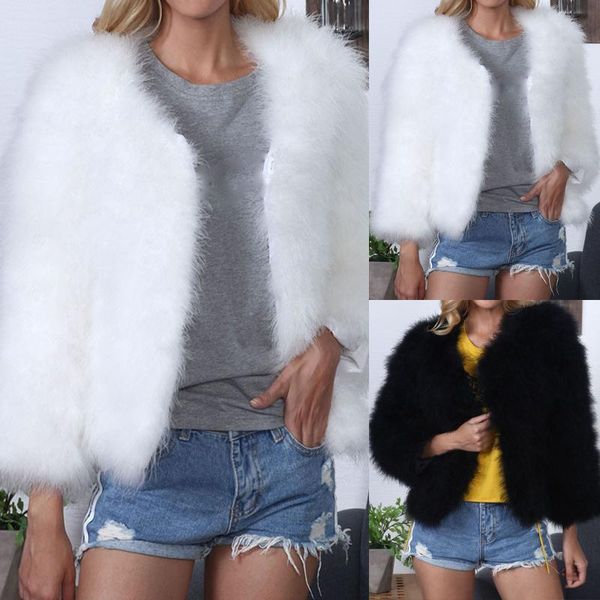

women's jackets thick warm fur coat winter fashion o-neck faux jacket fluffy plus size solid color elegant plush coats outerwear, Black;brown