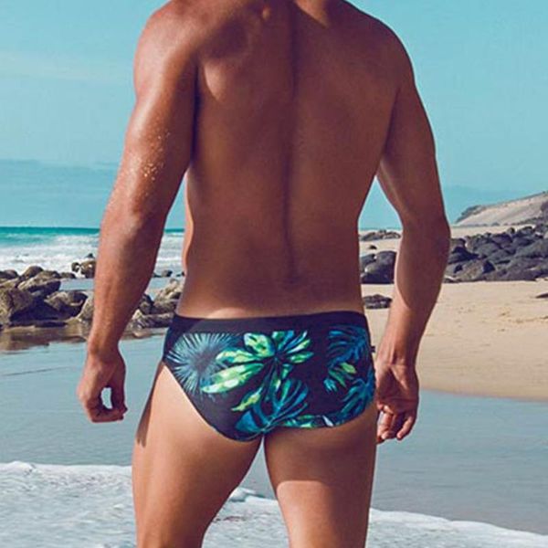 

retro leaves swimsuit men swimwear bikini mens swim briefs push up pad swimming trunks uxh beach surf wear bath suit men's
