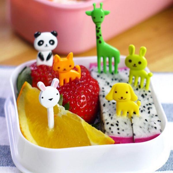 

forks mini kids fruit fork animal farm cartoon children snack cake dessert toothpick bento party decoration 8pc random color