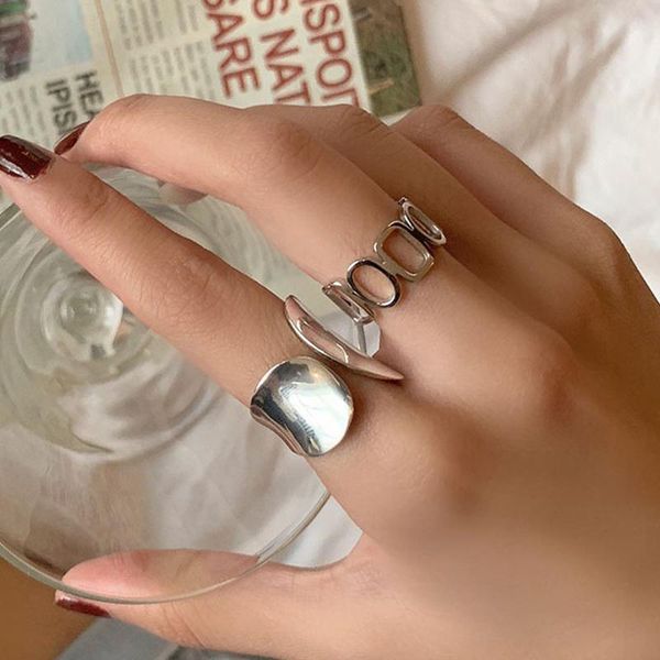 

cluster rings fashion minimalist width open silver for women creative hollow geometric handmade party jewelry gifts metal bague, Golden;silver