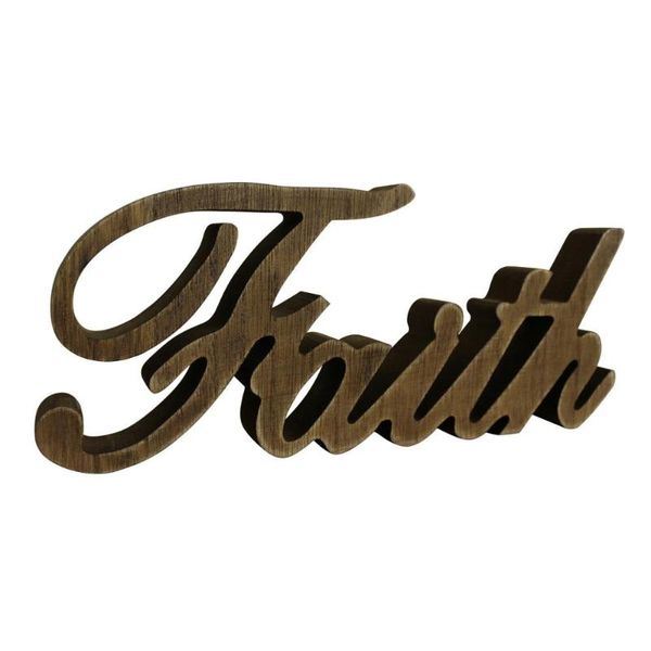 

novelty items rustic vintage distressed wooden words sign standing "faith" tableshelf/home wall/office decoration art