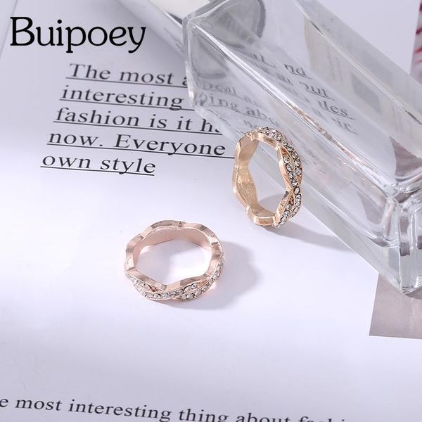 

buipoey rose gold round wind rings for women men original girls friendship stackable couple wedding engagement gift cluster, Golden;silver