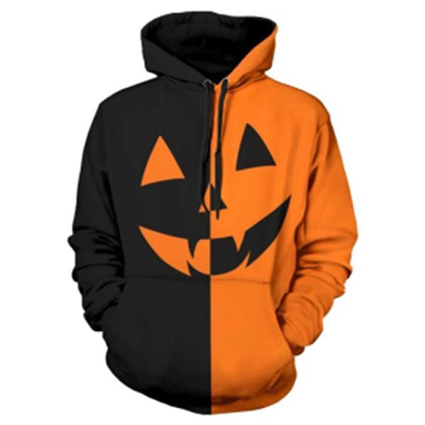 

women's hoodies & sweatshirts plus size halloween pumpkin sweatshirt stitching color fashion short hooded loose casual top, Black