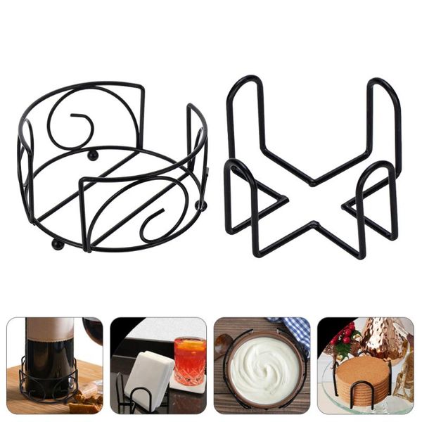 

mats & pads 2pcs holder cup mat organizer iron round tray square rack
