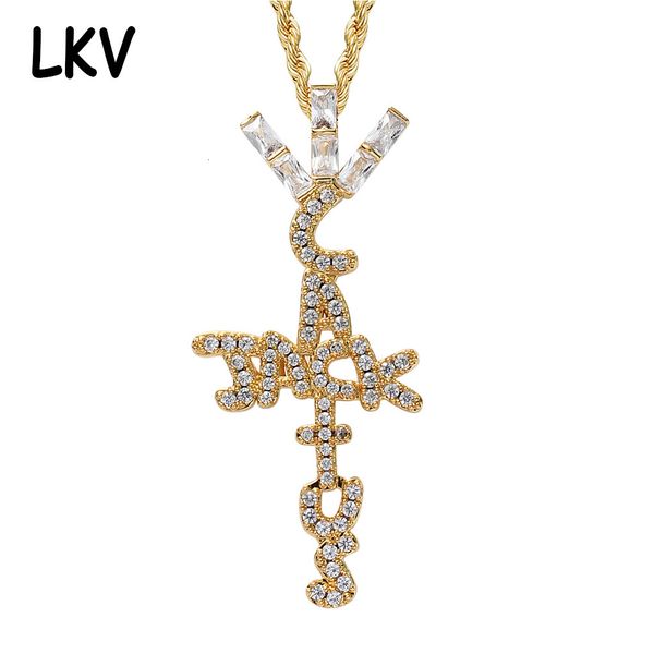 

travis scott cactus jack cross pendant hip hop zircon necklace, Silver